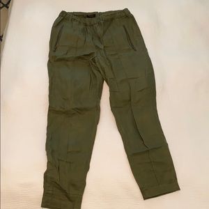 J CREW army green linen pant